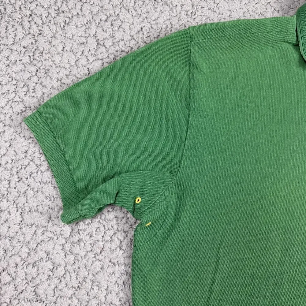 Polo Ralph Lauren Rugby Shirt Men XL Green Striped Collar Pony Short Sleeve VTG